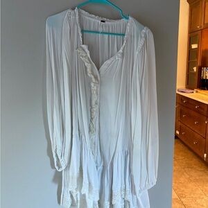 Free People White Ruffled Blouse